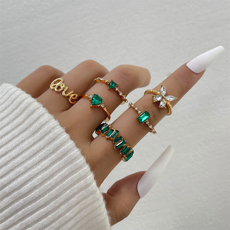 Clearance Vintage Creative Heart Hollow Butterfly Rings