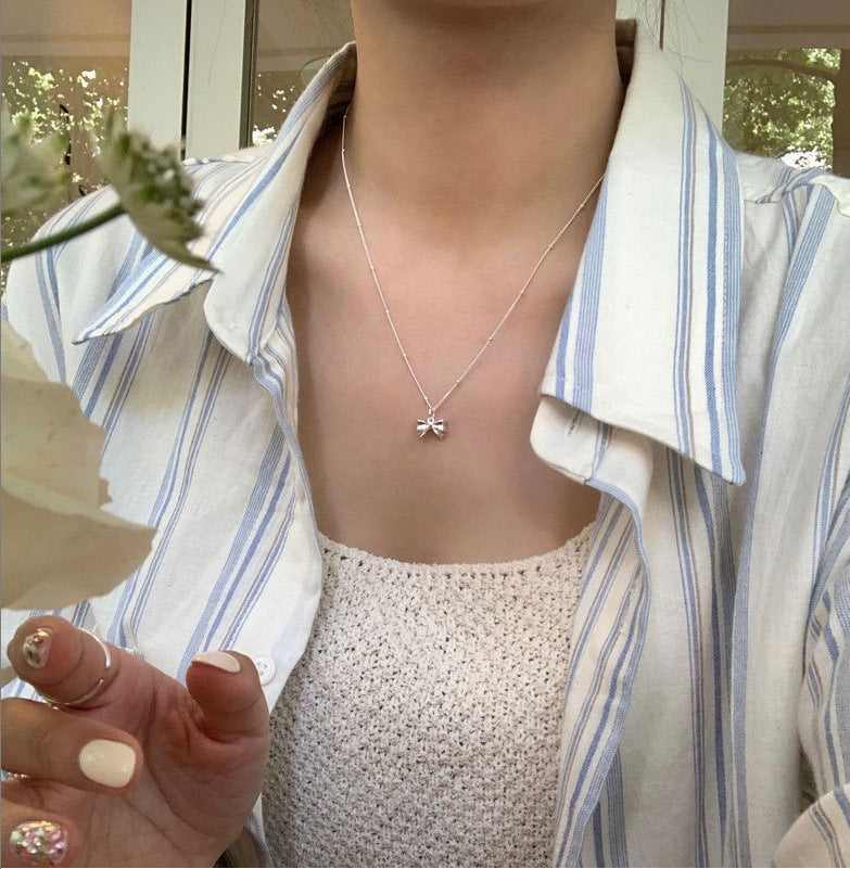 Nœud de perles princesse pour femmes, colliers en acier titane à la mode simples