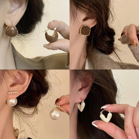 Color Female Niche Design Advanced French Stud Earrings