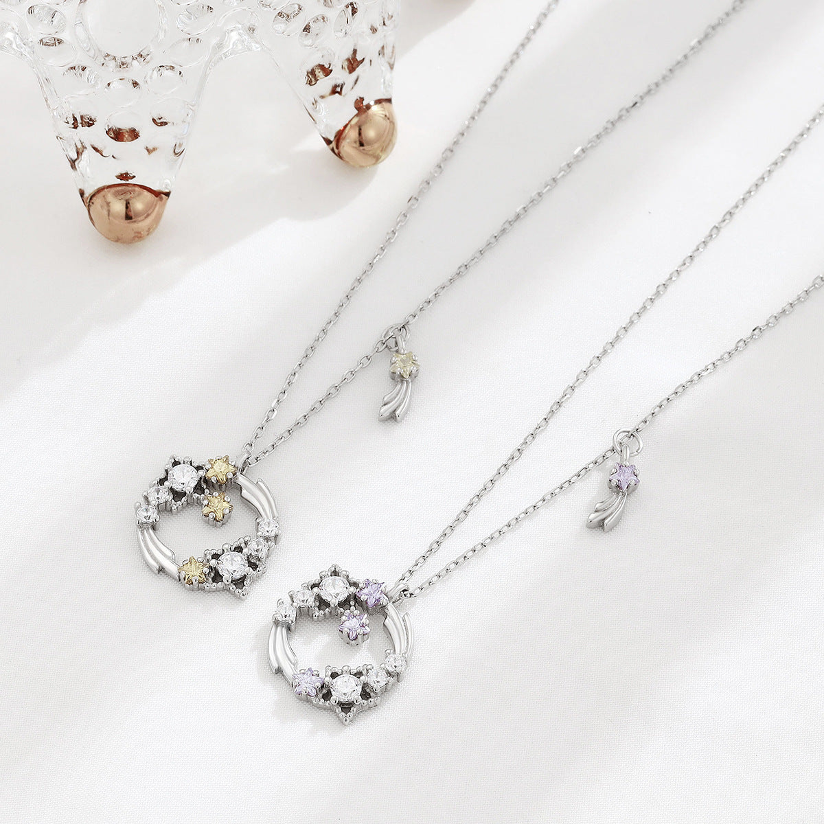 Women's Sterling Sier Diamond Planet Temperamental Minority Necklaces