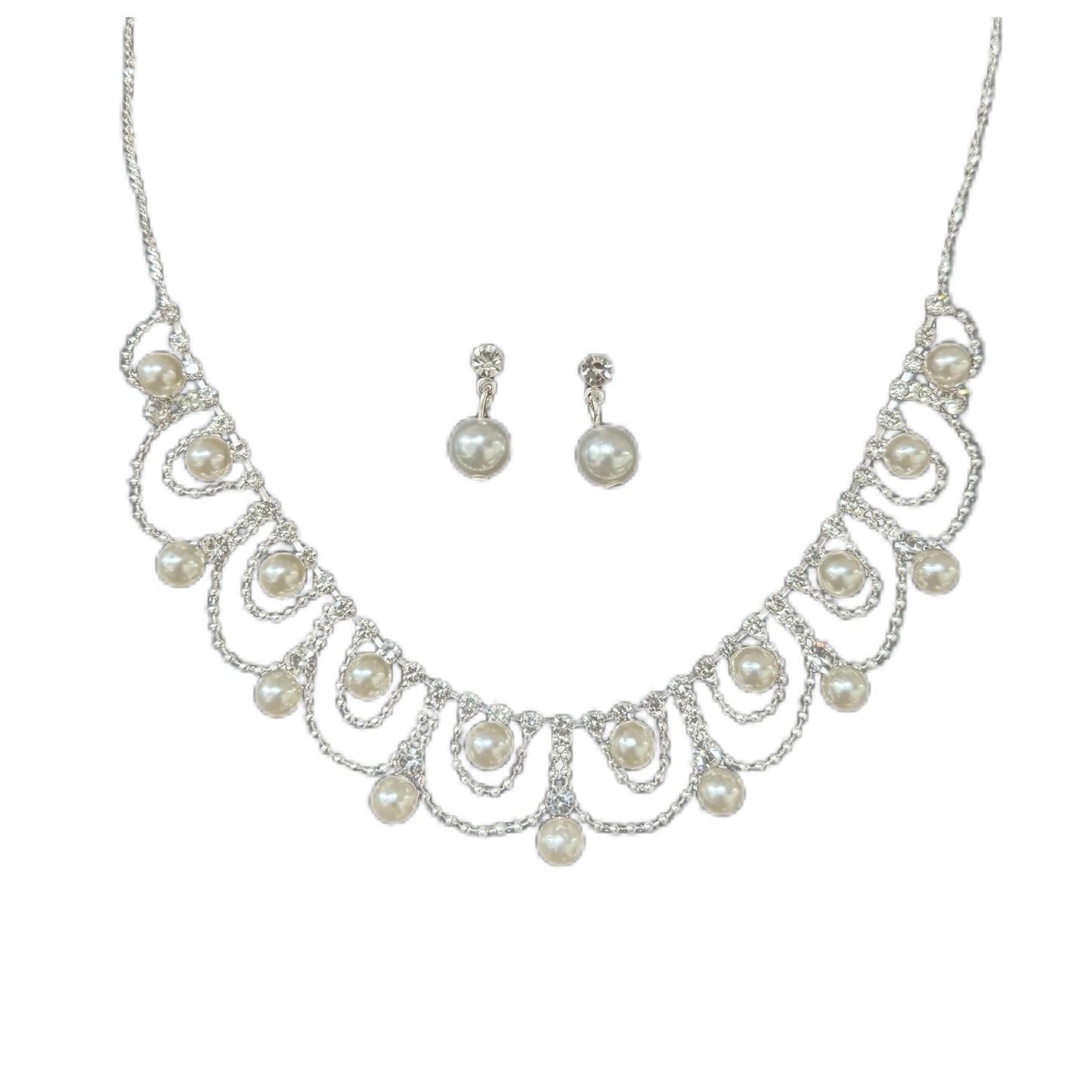 Women's Fashion Two-piece Bridal Pearl Suit Dress Earrings
