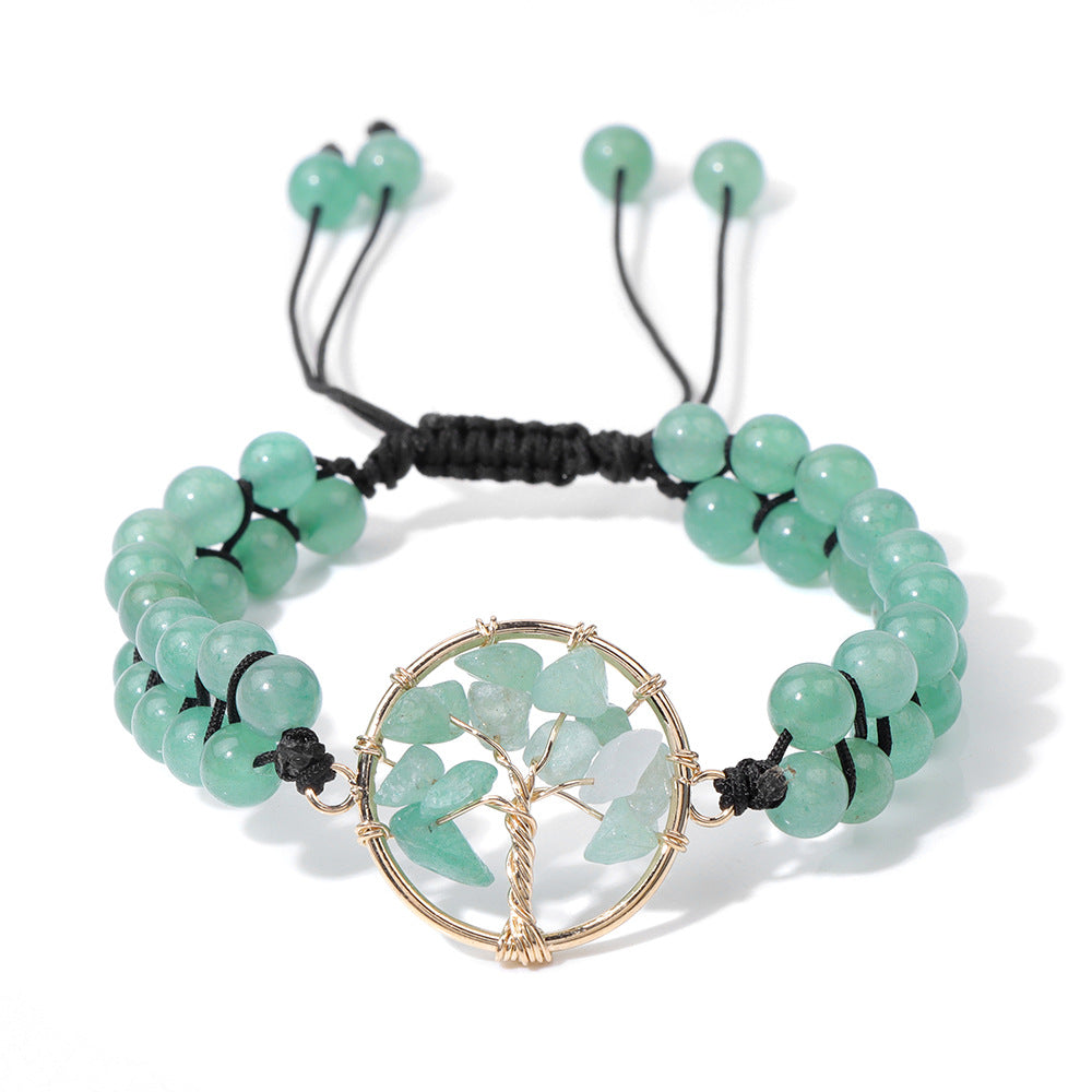 Women's & Men's & Natural Stone Bead Gravel Lucky Tree Winding Bracelets