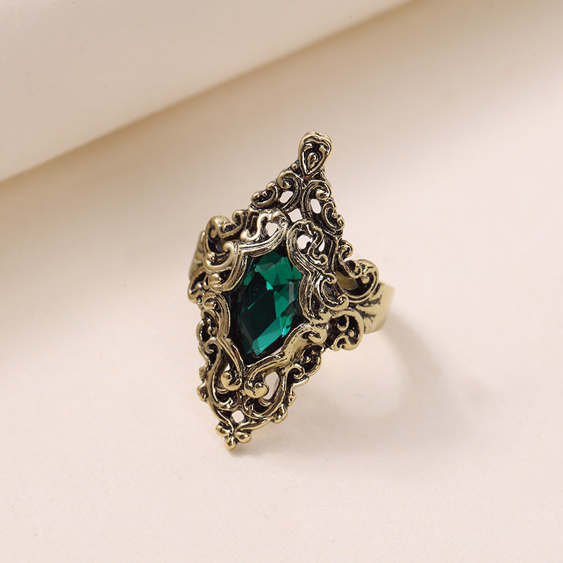Gold Green Zircon Fashion Personality Female Ring