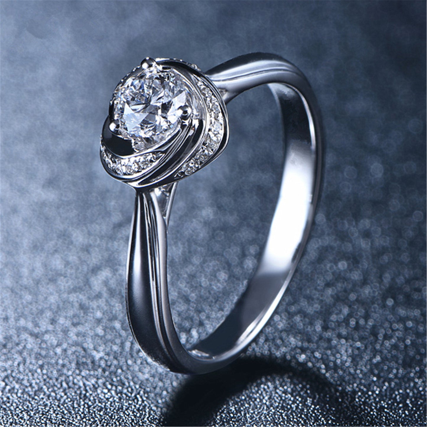 Women's Korean Style White Gold Plated Heart Rings