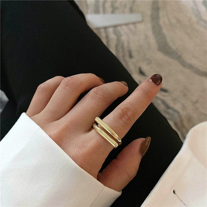 Women's Korean Retro Trendy Cold Open Minimalist Rings