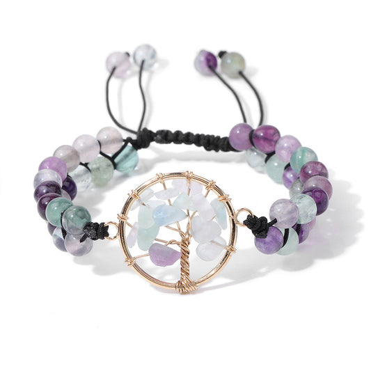 Women's & Men's & Natural Stone Bead Gravel Lucky Tree Winding Bracelets