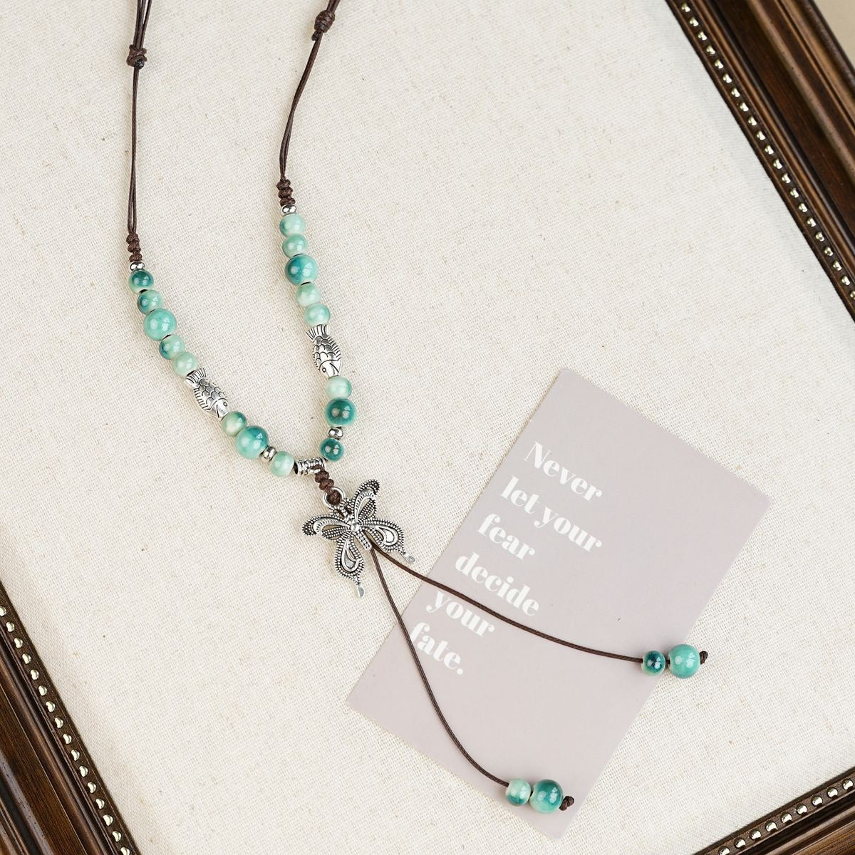 Peace Fu National Fashion Vintage Ceramic Female Longevity Necklaces
