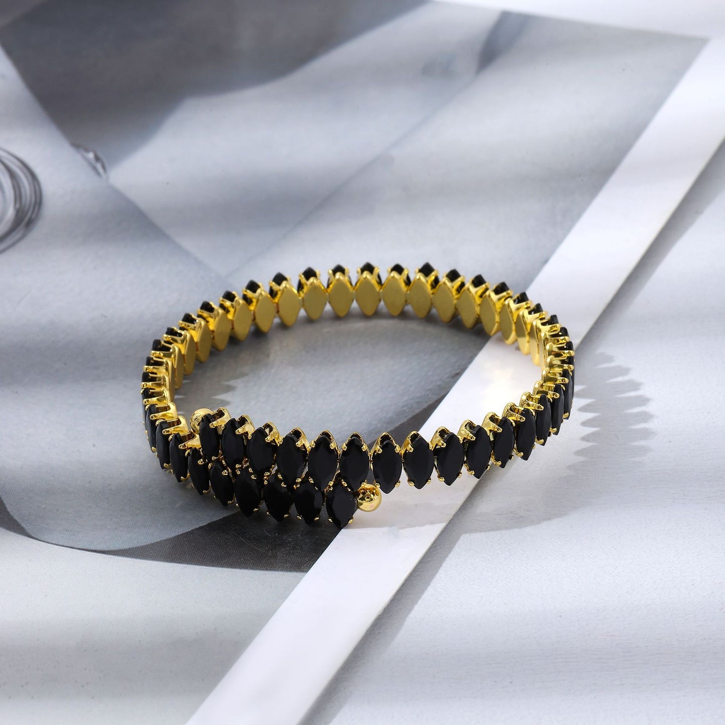 Women's Steel Zircon Stylish Opening Adjustable Titanium Bracelets
