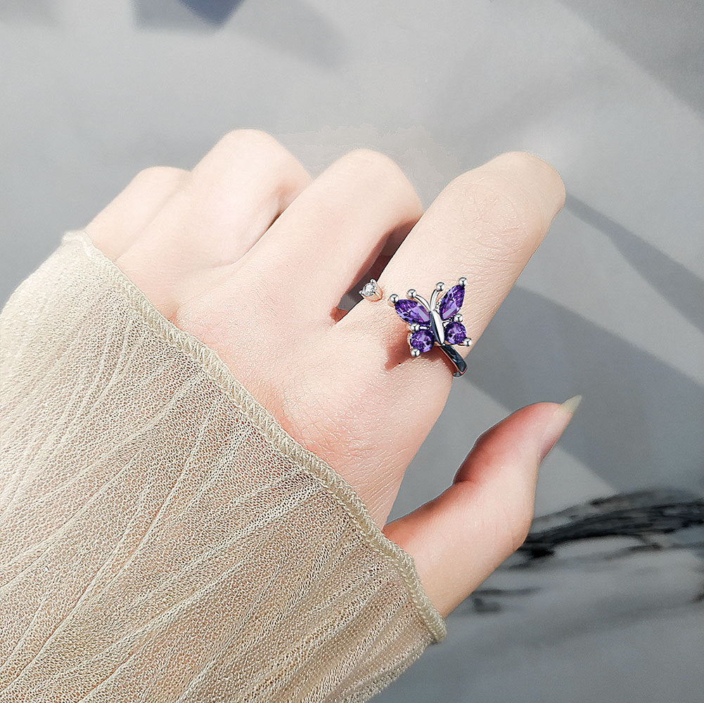 Women's Butterfly Opening Korean Cold Design Simple Rings