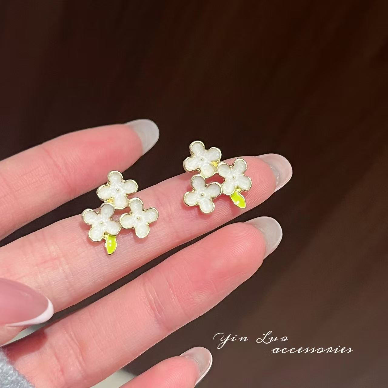 Glaze Flowers Female Sweet Gentle Temperament Earrings