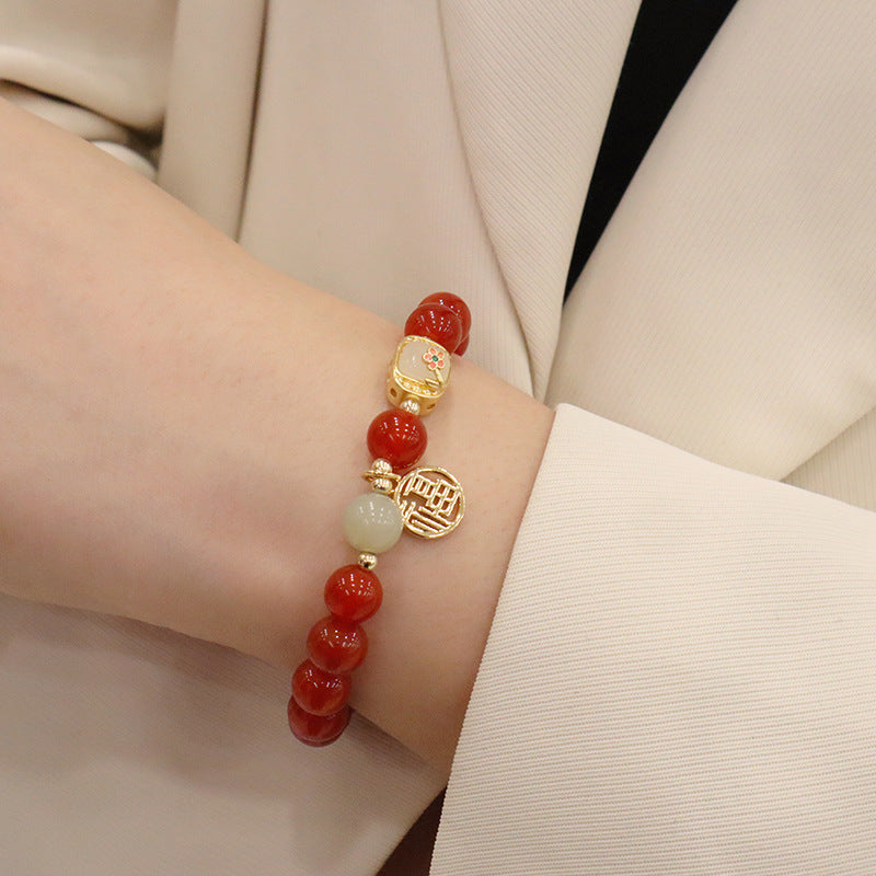 Red Agate Female Chalcedony Bodhi Flower Bracelets