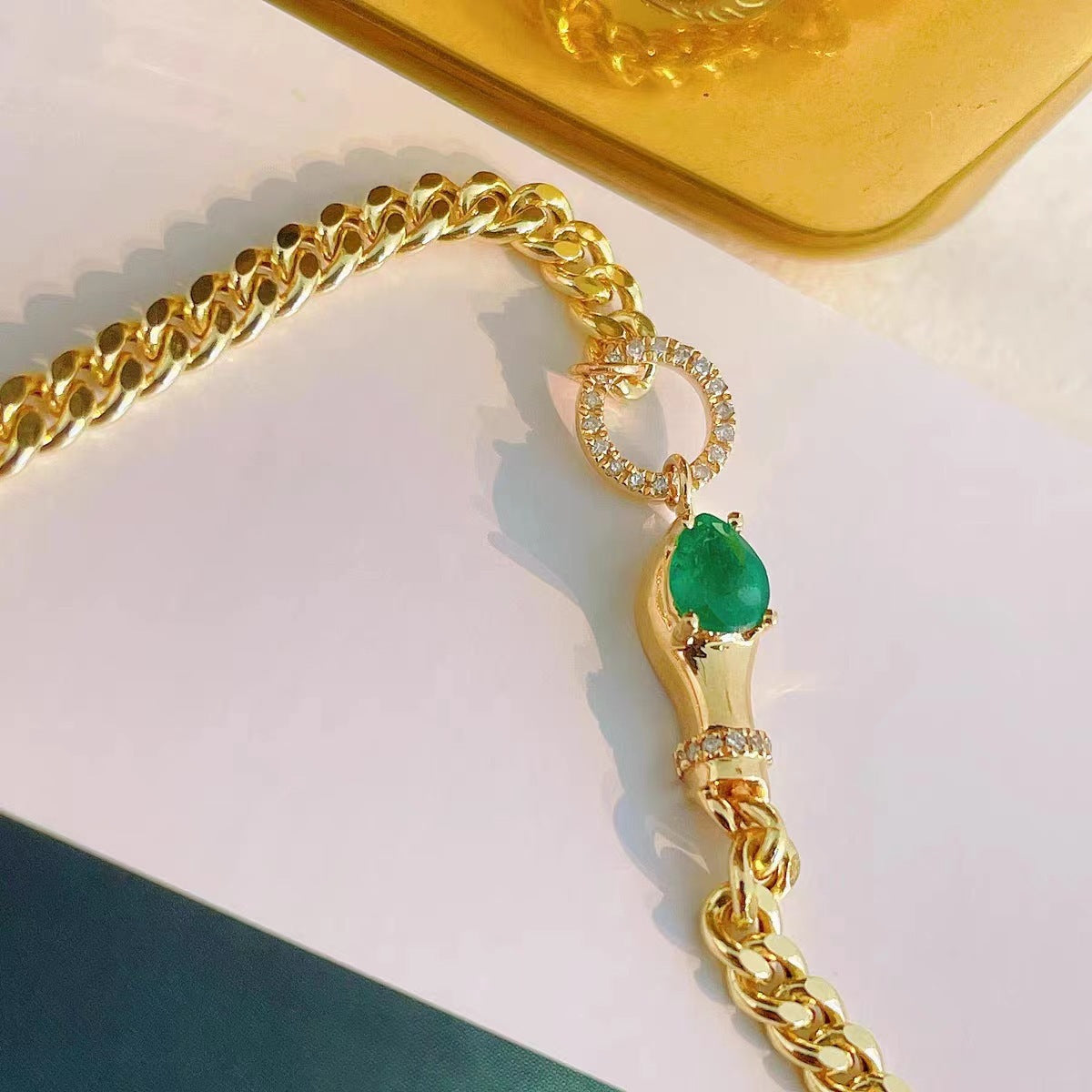 Women's Snake-like Emerald For Light Luxury Gold-plated Snake Bracelets