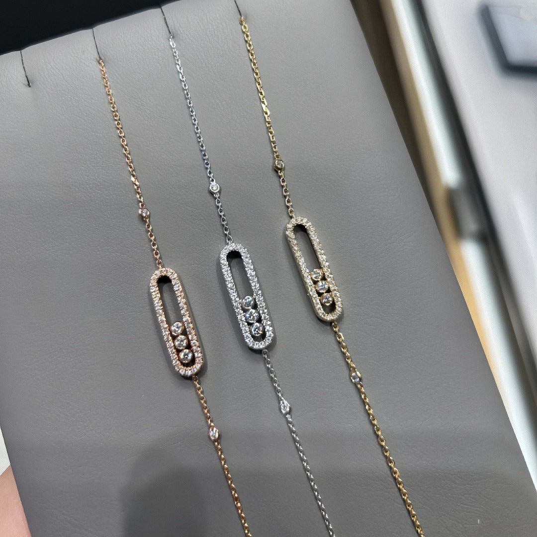 Light Luxury Diamond Three Mobile Female Sliding Geometric V Bracelet