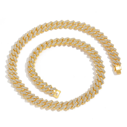 Men's Hop Diamond Cuban Link Chain Bar Necklaces