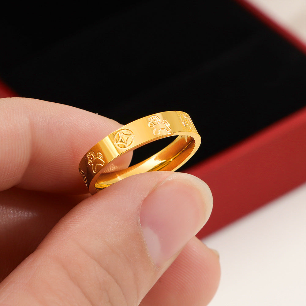 Steel Immediately Rich Female Senior Design Couple Copper Coins Can't Ring