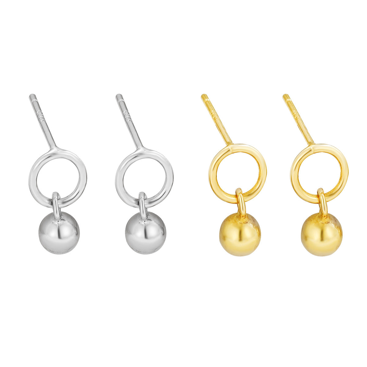 Sterling Sier Temperamental Simple Circle Ball Earrings