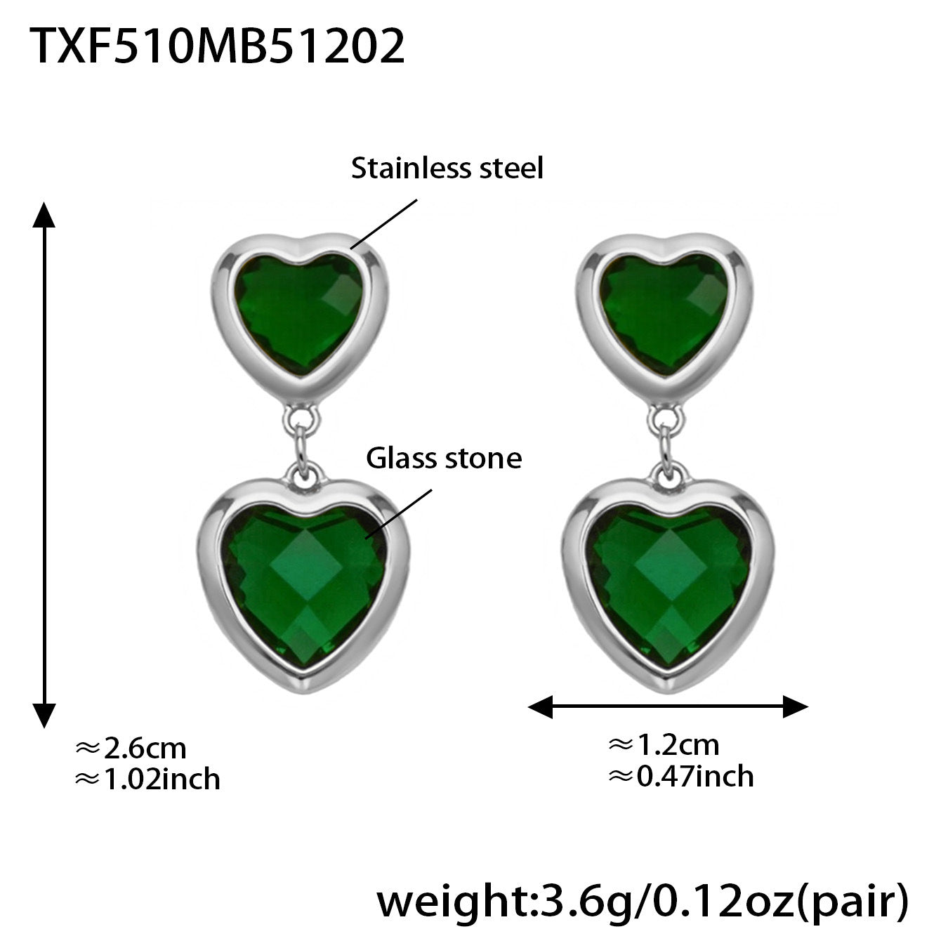 Cut Candy Color Heart-shaped Glass Stone Fashion Exquisite Stainless Rings