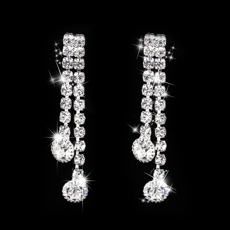 Fashion Brilliant Rhinestones Eardrops Wedding Ceremony Necklaces