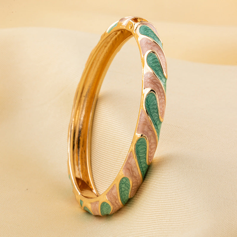 Chinese Enamel Gilding Colorful Dripping National Style Bracelet