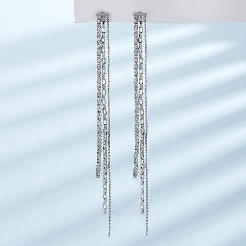 Niche Fashionable Full Diamond Chain Ear Make Your Earrings