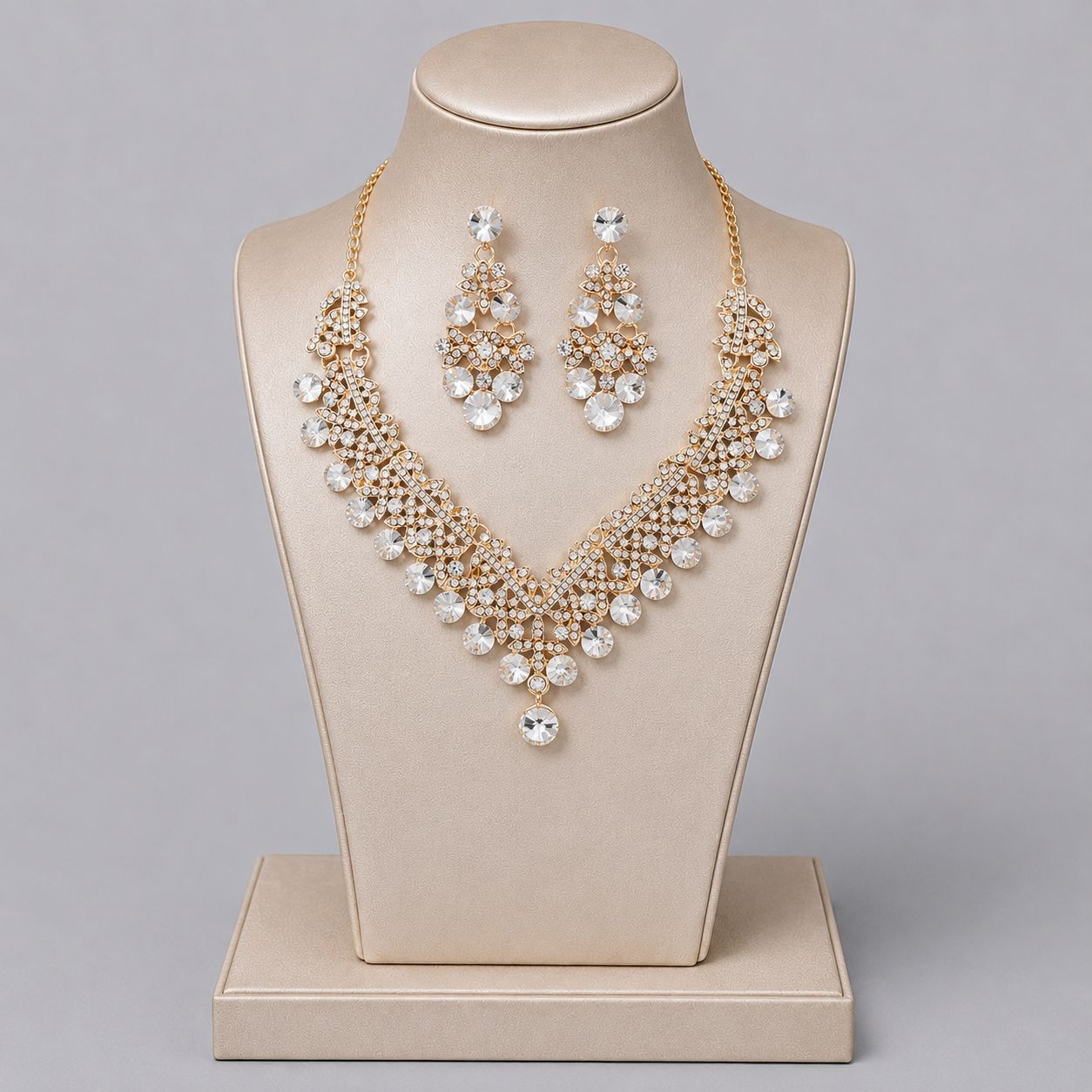 Alloy Rhinestone Light Luxury Dinner Dress Jewelry Set