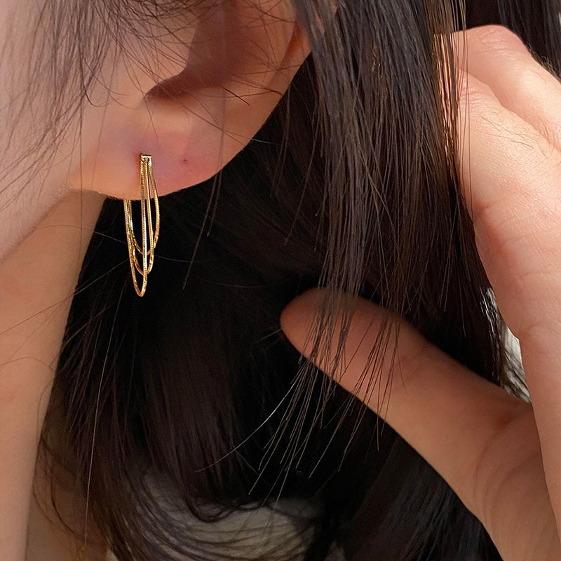 Women's Needle Multiple Ways To Wear Metal Tassel French Entry Lux Earrings