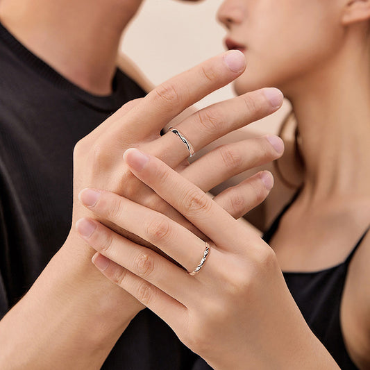 Women's & Men's Mobius Strip Couple Pair Sterling Sier Rings