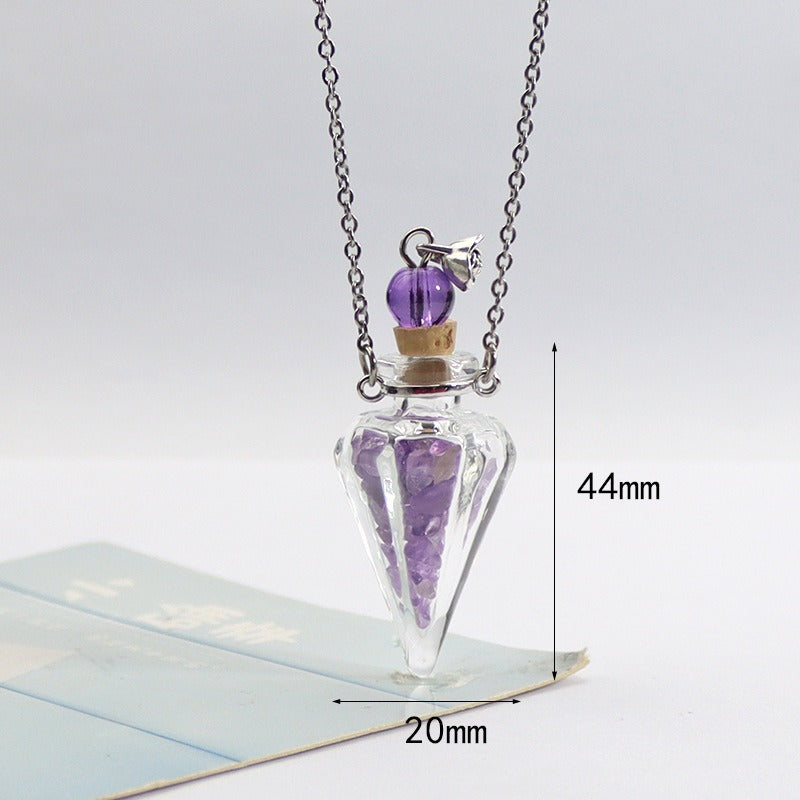 Transparent Heart-shaped Colored Glaze Perfume Essential Necklaces