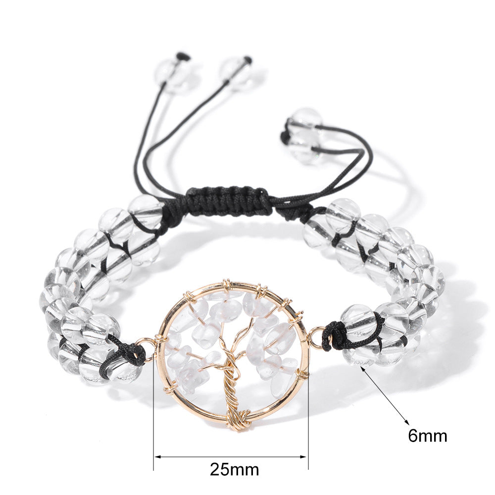 Damen- und Herren-Armbänder mit Natursteinperlen und Kies, Glücksbaum-Wicklungsarmbänder