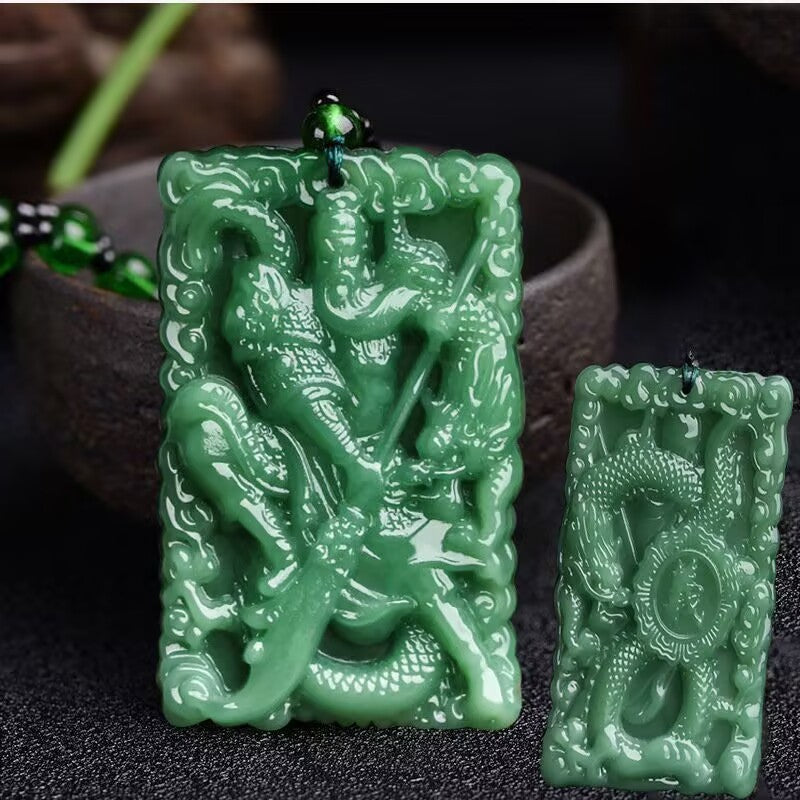 Green Jade Goddess Buddha Hand Maitreya Sweater Chain Safety Buckle Necklaces