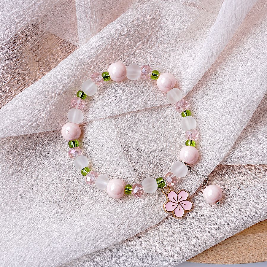 Popular Crystal String Beads Cherry Blossom Bracelets