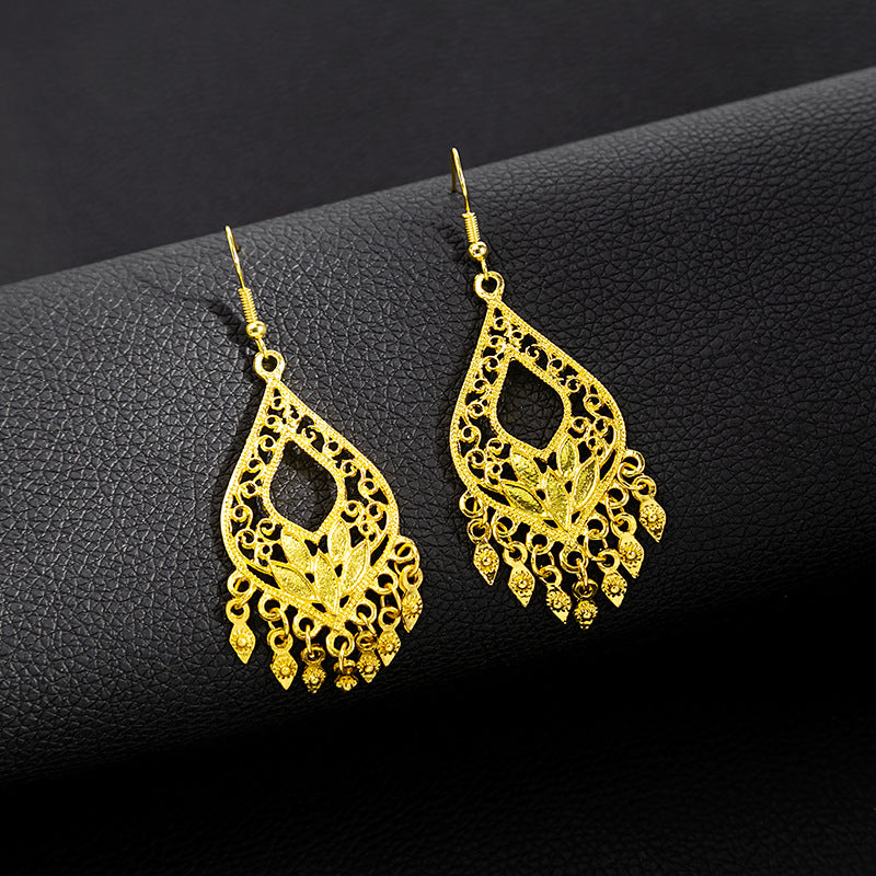 Style Peacock Golden Bell Tassel Bohemian Earrings