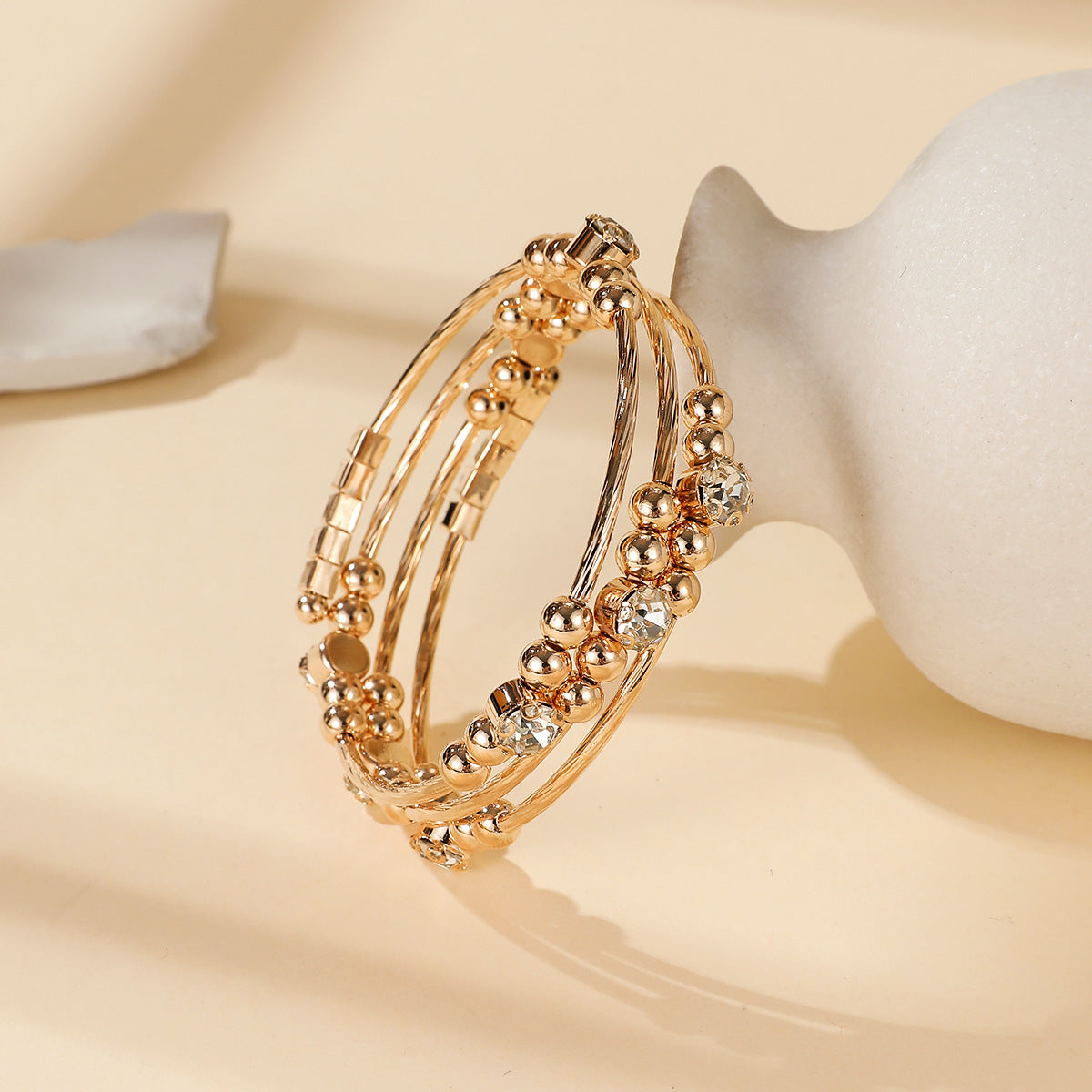 Fashion Pearl Rhinestone Cross Open Woman Bracelets
