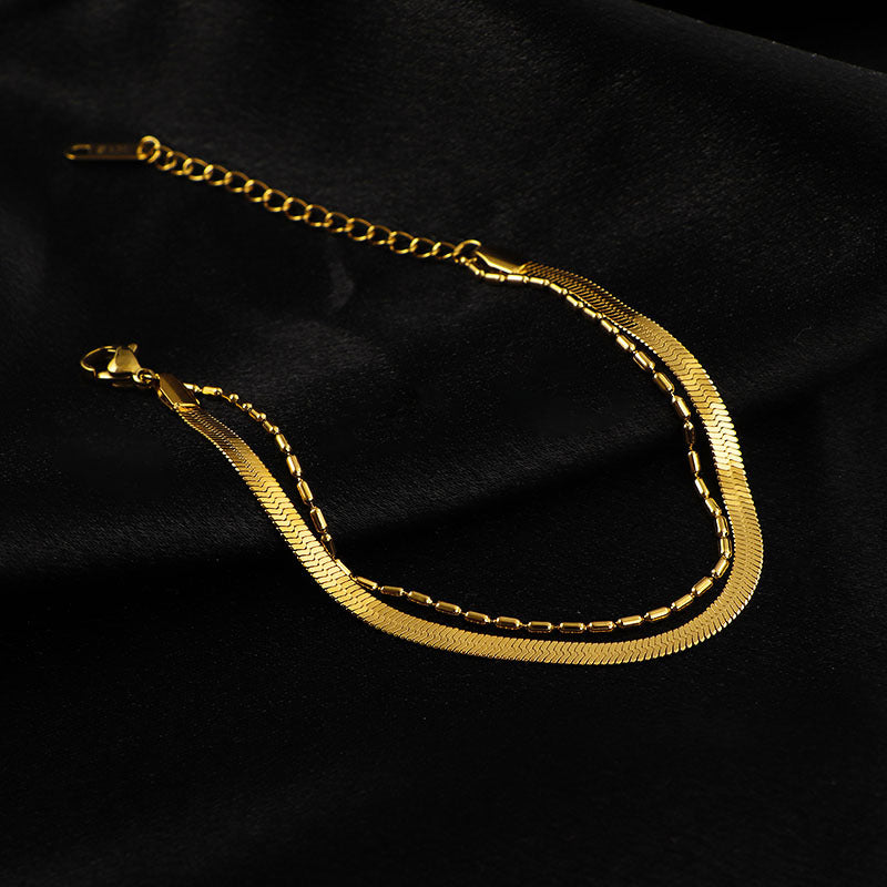 Steel Snake Bone Grain Female Niche Design Cold Bracelet