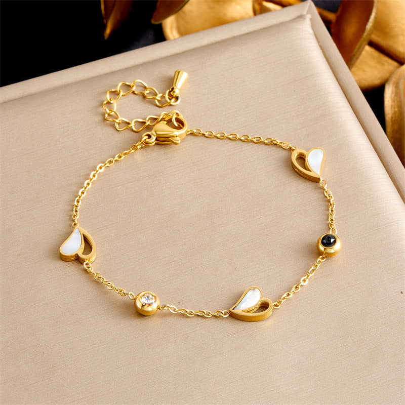 Fashion Twin Gold-plated Stainless Steel Chain Square Bracelet
