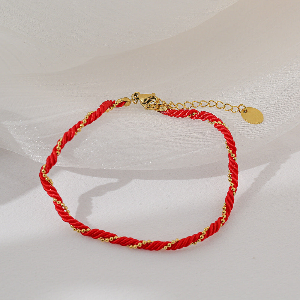 Red Rope Titanium Steel Female Korean Bracelets