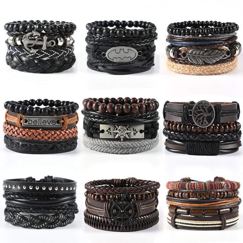 Men's Leather Woven Cowhide Simple Suit Bracelets