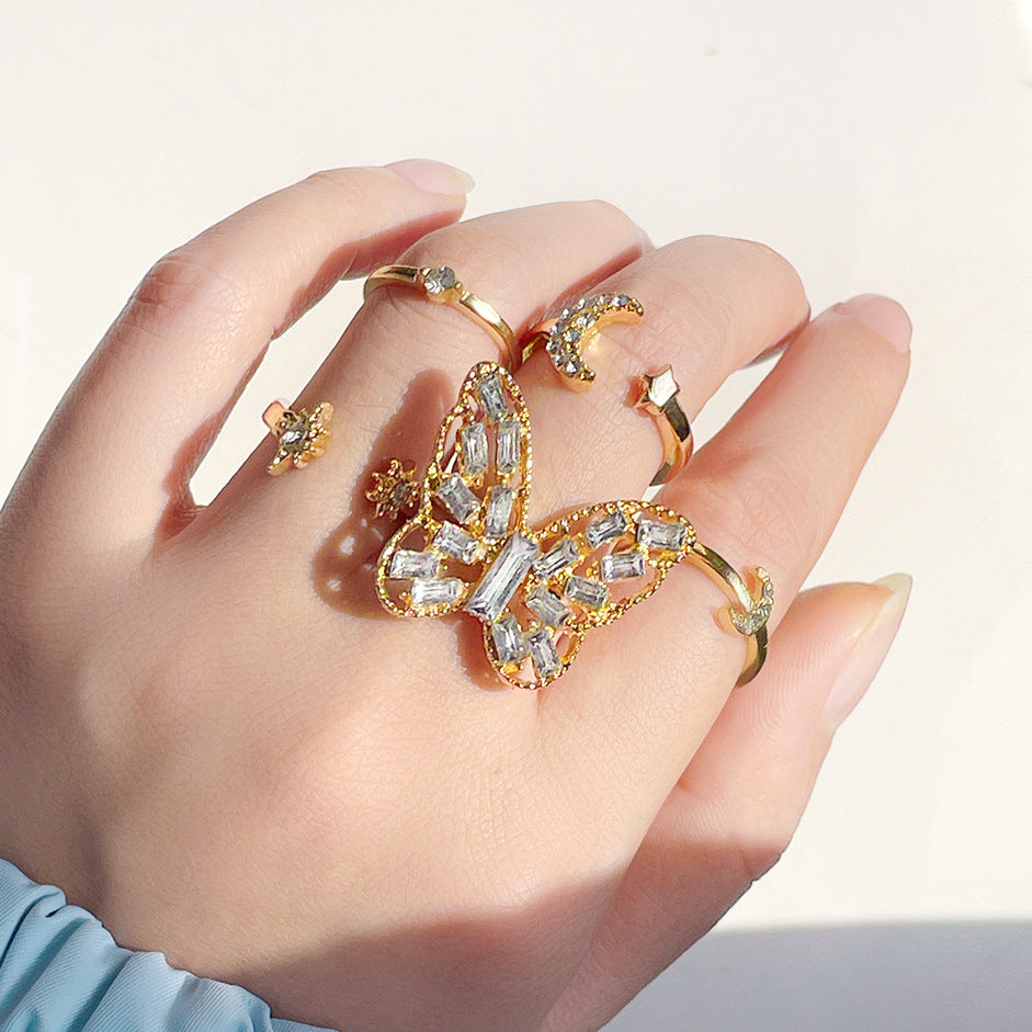 Clearance Vintage Creative Heart Hollow Butterfly Rings