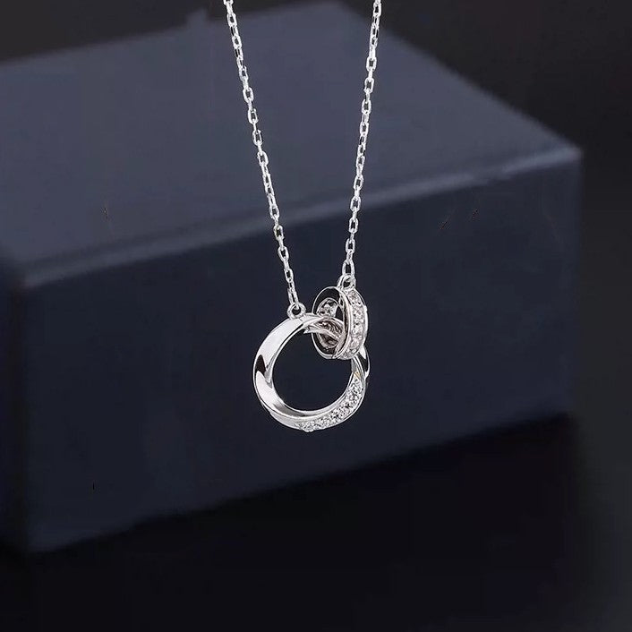 Pure Sier Double Buckle Female Korean Style Mobius Necklaces