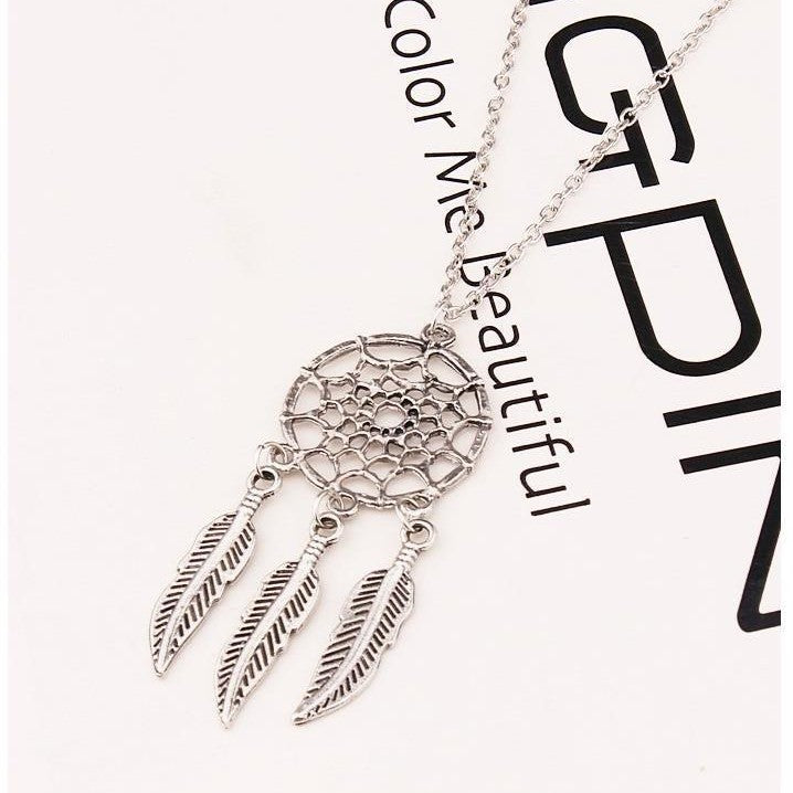 Fashion Vintage Feather Turquoise Clavicle Temperament Necklace