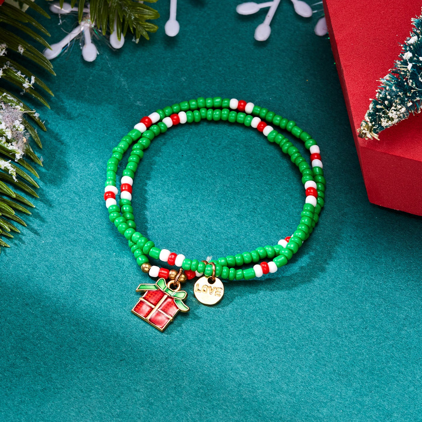 Creative Christmas Holiday Santa Claus Beads Bracelets