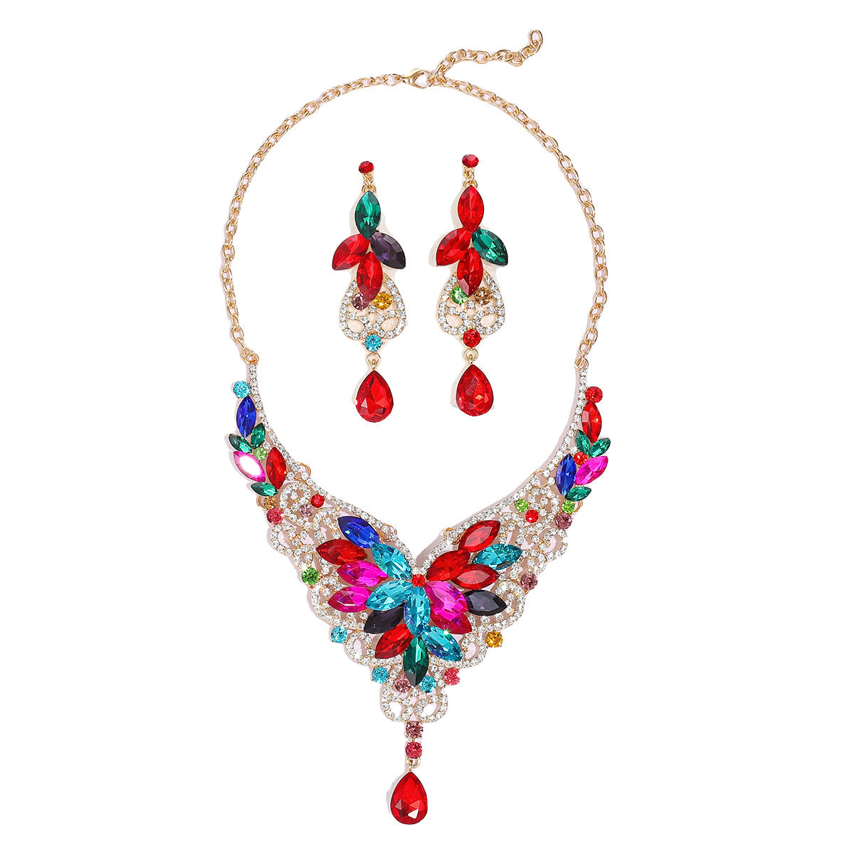 Women's High Profile Generous Retro Design Crystal Jewelry Set