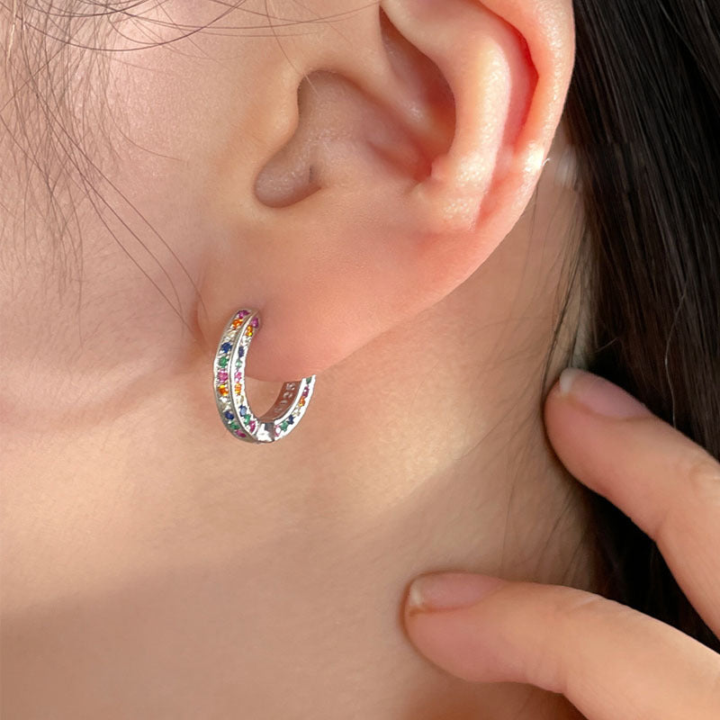 Women's Colorful Zircon For Sier Pin Ear Personalized Niche Design Earrings