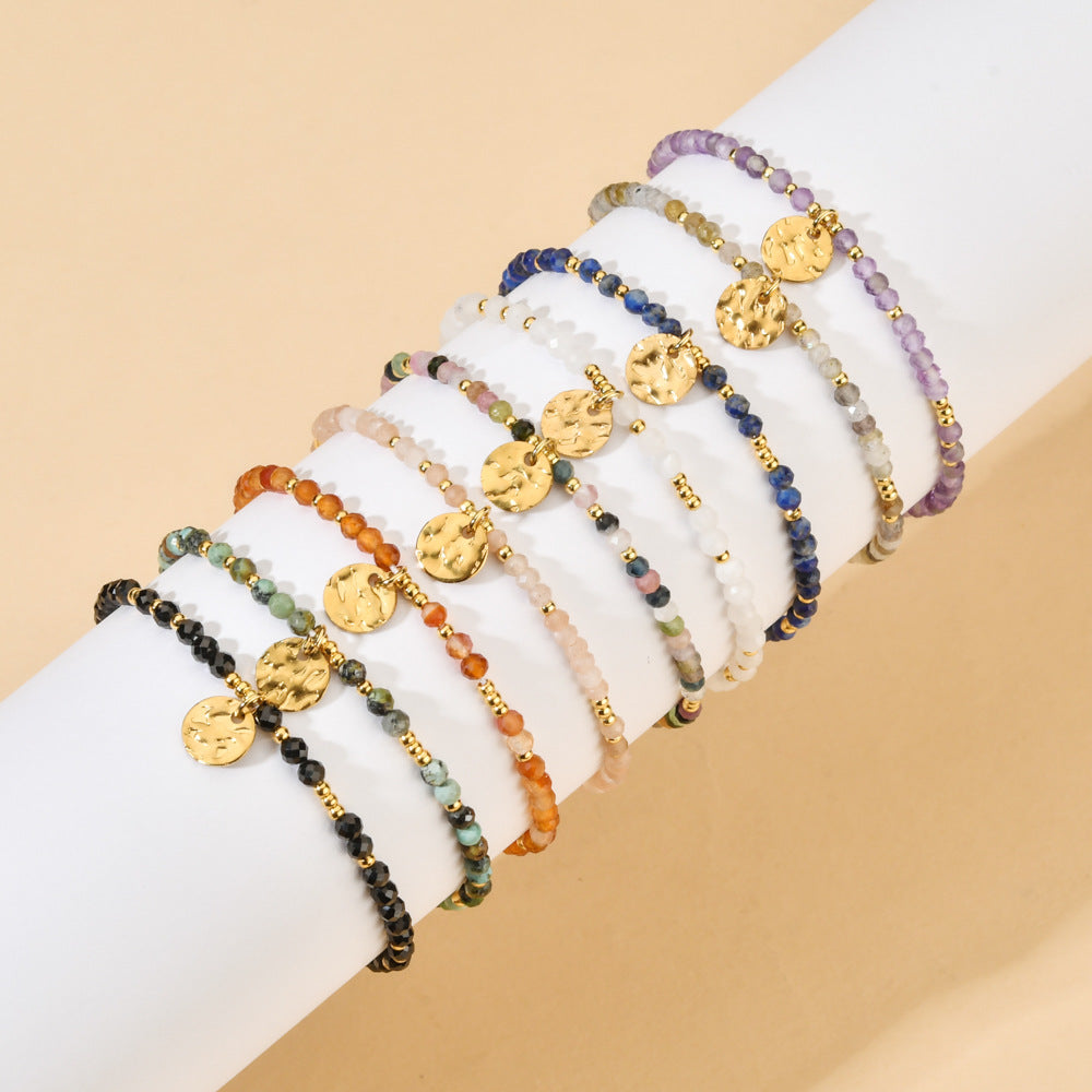 Natural Stone Beaded Ethnic Style Stainless Steel Bracelet