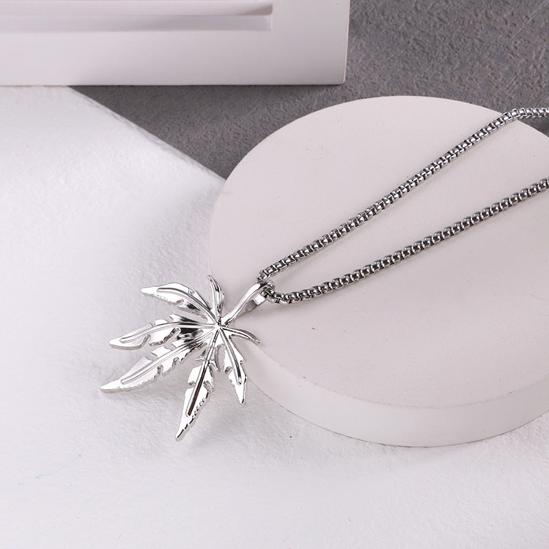 Leaf Female Personality Easy To Match Sweater Necklaces