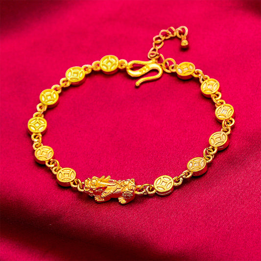 Women's Vietnam Placer Gold Double Buddha Beads Bracelets