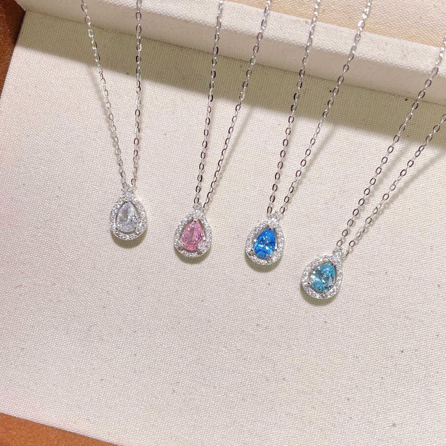 City Sterling Colored Gems Zircon Water Drops Female Fashion Minority Necklace