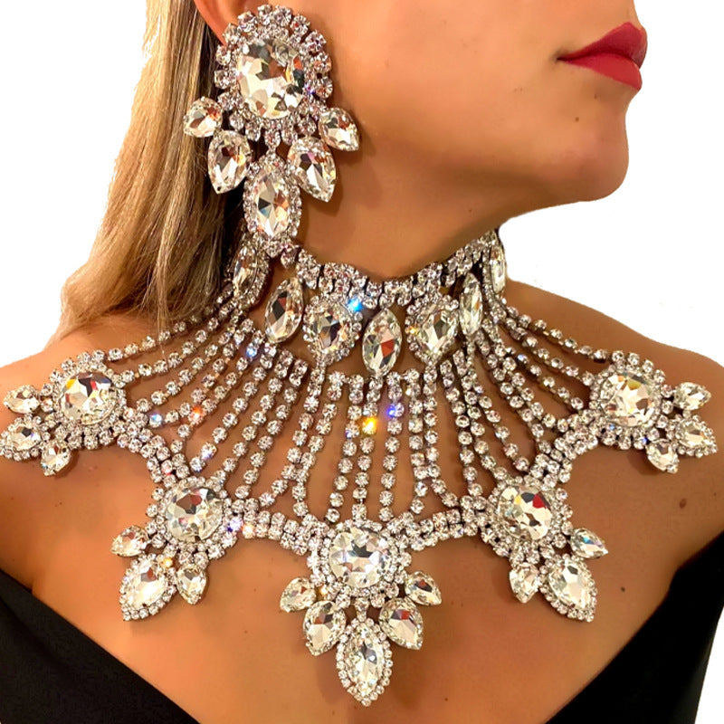 Exaggerated Rhinestone Personalized Luxury Water Drop Jewelry Set