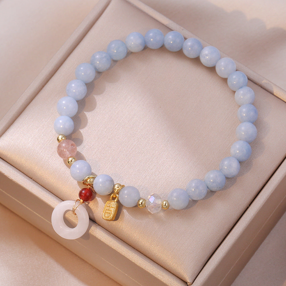 Bracelets à la mode avec boucle de paix en cristal de Quartz fraise pour femmes