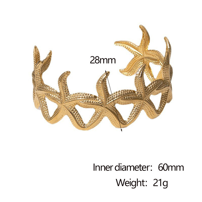 Steel Starfish Female Fashion Individual Casual Style Gold Titanium Bracelets